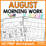 August Morning Work for Kindergarten | August Worksheets