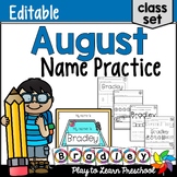 August Summer Name Activities for Preschoolers and PreK