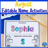August Name Practice Worksheets and Activities