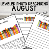 August No Prep Leveled Photo Describing Worksheets