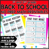 August No Prep Math Printables for 1st & 2nd Grade | Digital