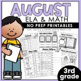 August No Prep Printables | 3rd Grade Fall Worksheets | Gr