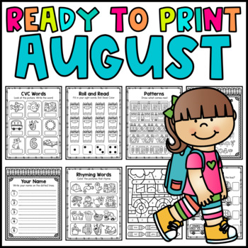 Preview of August No Prep Worksheets | Back to School Workbook | Review Packet