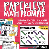 August PAPERLESS Math Prompts Morning Work Spiral Review 1