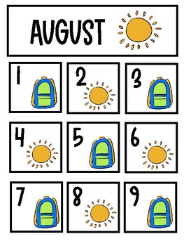 August Pocket Chart Calendar FREE PRINTABLE by Shaun Gruber TPT
