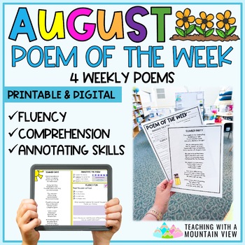 Preview of August Poem of the Week | Fluency and Comprehension