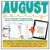 August Poetry Reading Comprehension - Back to School poems