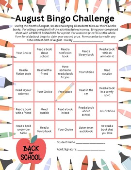 Preview of August Reading Bingo Challenge
