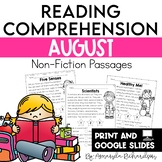 August Reading Comprehension Passages and Questions