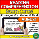August Reading Comprehension for Kinder and First BOOM CARDS™