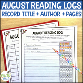 August Reading Log - Printable Reading Logs for 3rd, 4th, 
