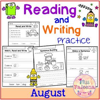 August Reading and Writing Practice by Miss Faleena | TpT
