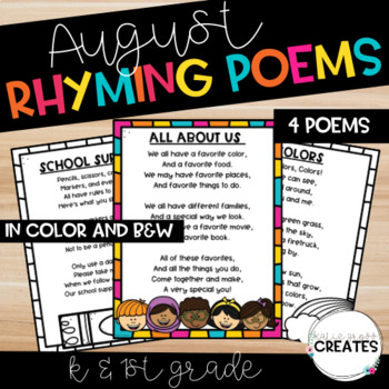 August Rhyming Poems for Kindergarten and First Grade by Katie Gross