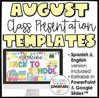 Preview of August- School Themed Slides for Google Slides and PPT