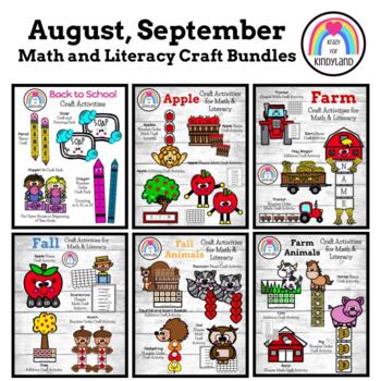 Preview of August, September Crafts - Names, Numbers, Shapes, Addition Activities