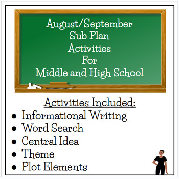 Preview of August / September ELA Sub Plan Activities for Middle and High School