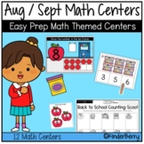 August / September Kindergarten Easy Prep Math Centers Bac
