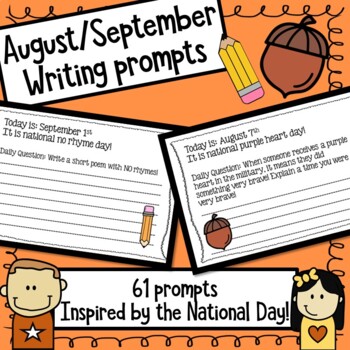Preview of August & September Writing Prompts - 61 Prompts
