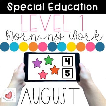 Preview of August Special Education Digital Morning Work-Level 1-Boom Cards™