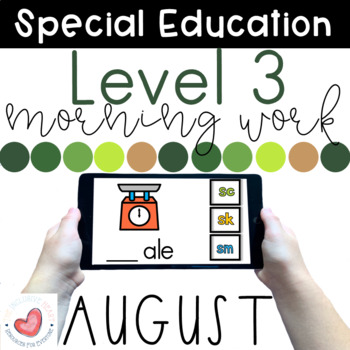 Preview of August Special Education Digital Morning Work- Level 3-Boom Cards™