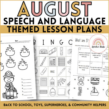 Preview of August Speech Therapy Thematic Units for Language AND Articulation NO PREP