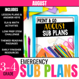 August Sub Plans for 3rd & 4th Grade: Ready-to-use lesson 
