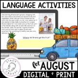 August Summer Language Activities Speech Therapy Printable