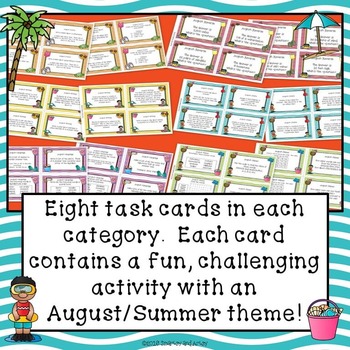 August Summer Task Card Choice Board for Fast Finishers by Smartsy and ...