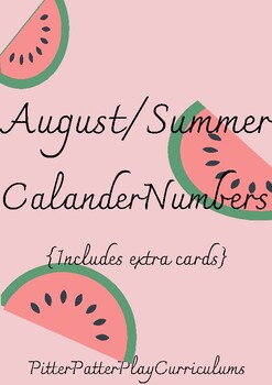 Preview of August/Summer Theme Calendar Numbers