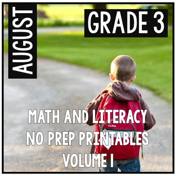 Preview of August Third Grade Math and Literacy Packet NO PREP