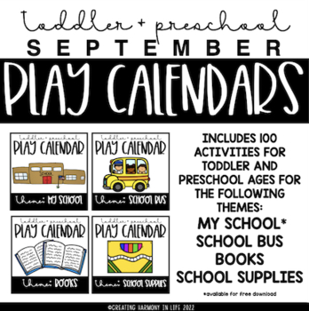 Preview of August Toddler and Preschool Play Calendars