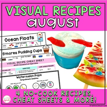 Preview of August Visual Recipes | Cheat Sheets | Speech Therapy | Life Skills