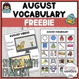 August Vocabulary Freebie for Speech and Language Therapy