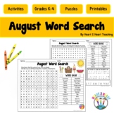 August Word Search Puzzle Worksheet | Summer Word Search |