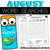 August Word Searches - differentiated - Early Finishers Wo