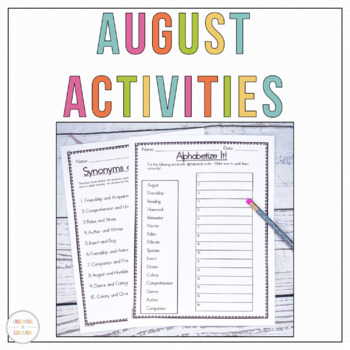 Preview of August Worksheets and Activities Packet
