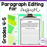 August Writing: Daily Paragraph Editing Worksheets