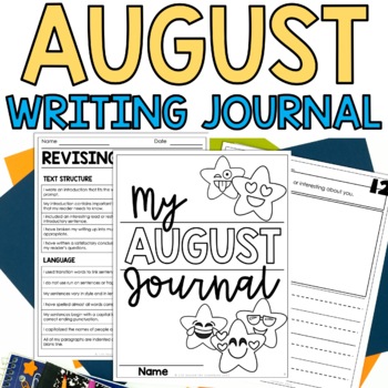 Preview of August Writing Journal | Monthly Writing Prompts | Summer Writing Activity