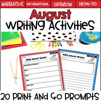 Preview of August Writing Prompts | 1st and 2nd Grade