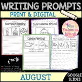 August Writing Prompts | Print & Digital | Google Slides