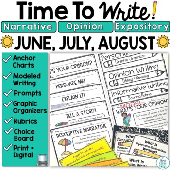 Preview of End of the Year Writing Prompts Activities Choice Board Journal Summer June July