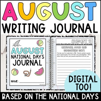Preview of August Writing Prompts and Writing Journal for 3rd Grade - 4th Grade - 5th Grade
