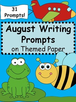 Preview of August Writing Prompts - August Themed Writing Prompts Journal (Gr. 3-5)