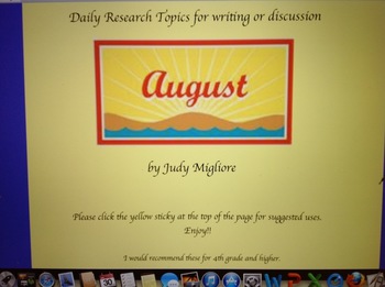 Preview of August Writing or Research Topic Promethean Board Flipchart