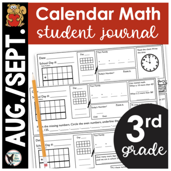 Preview of August and September Calendar Math Student Journal for 3rd Grade