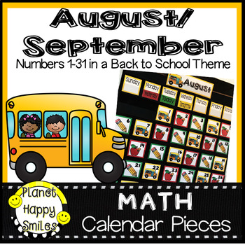 Preview of August and September Calendar Numbers or Math Station Number Cards