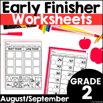 Preview of August and September Fall Early Finisher Worksheet Packets for 2nd Grade