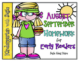 August and September Homework for Emergent Readers