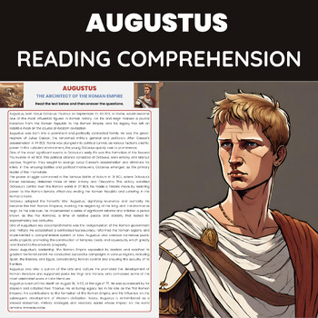 Preview of Augustus Octavian Caesar Reading Comprehension  Ancient Rome Roman Empire