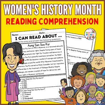 Preview of Aung San Suu Kyi Reading Comprehension / Women's History Month Worksheets
